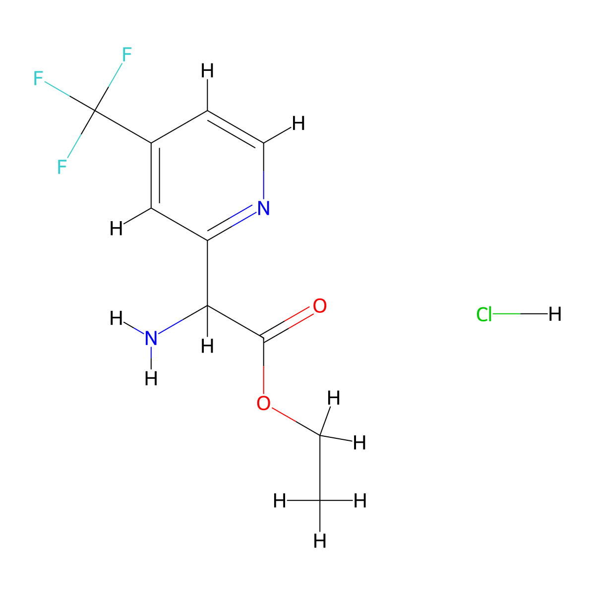 Ethyl 2-amino-2-(4-(trifluoromethyl)pyridin-2-YL)acetate hcl molecular structure, CAS 2102408-48-8