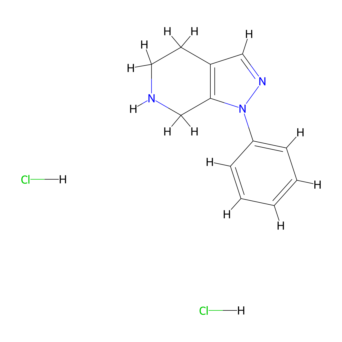 1-Phenyl-4,5,6,7-tetrahydro-1H-pyrazolo[3,4-c]pyridine 2HCl molecular structure, CAS 2102408-53-5