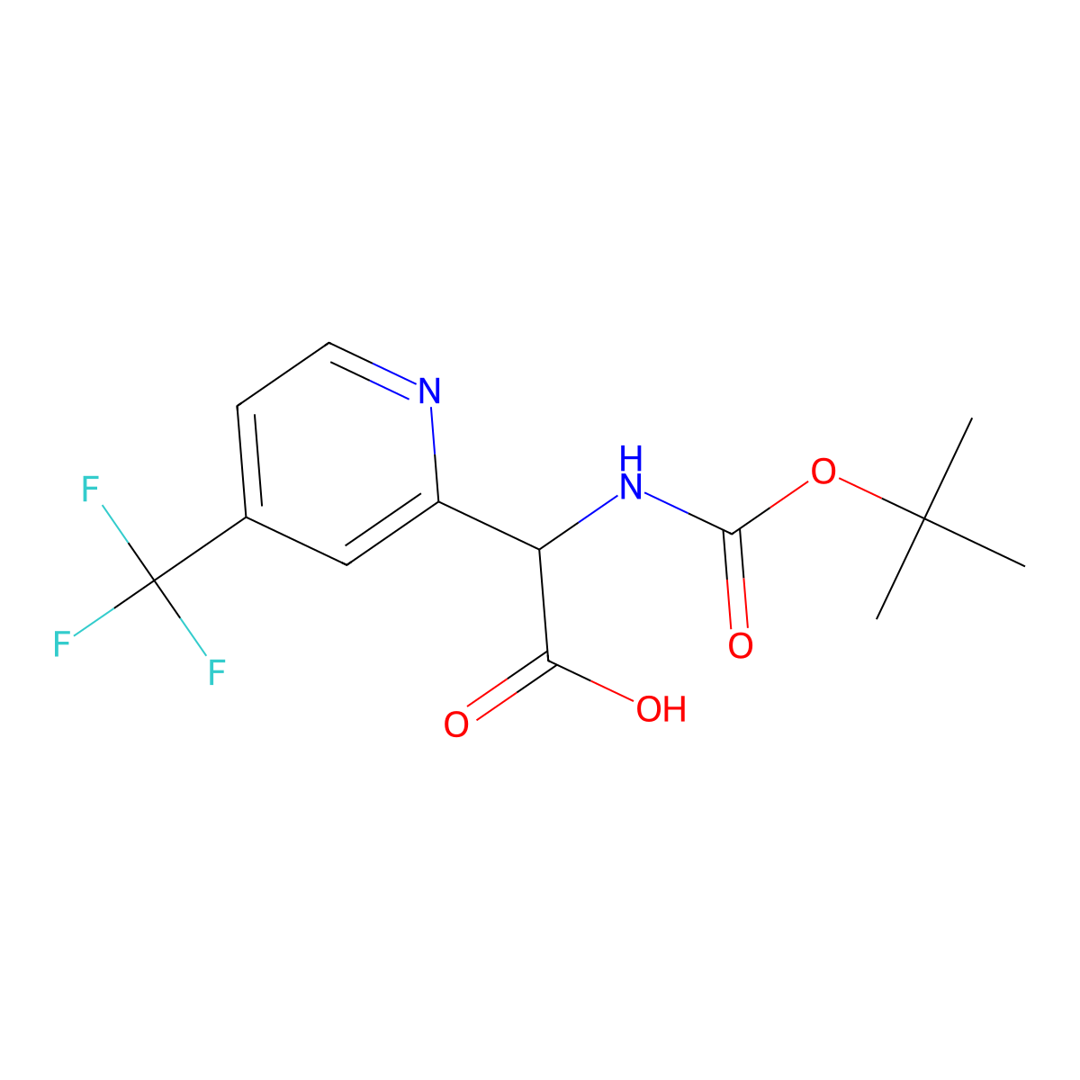 2-((Tert-butoxycarbonyl)amino)-2-(4-(trifluoromethyl)pyridin-2-YL)acetic acid molecular structure, CAS 2102408-54-6