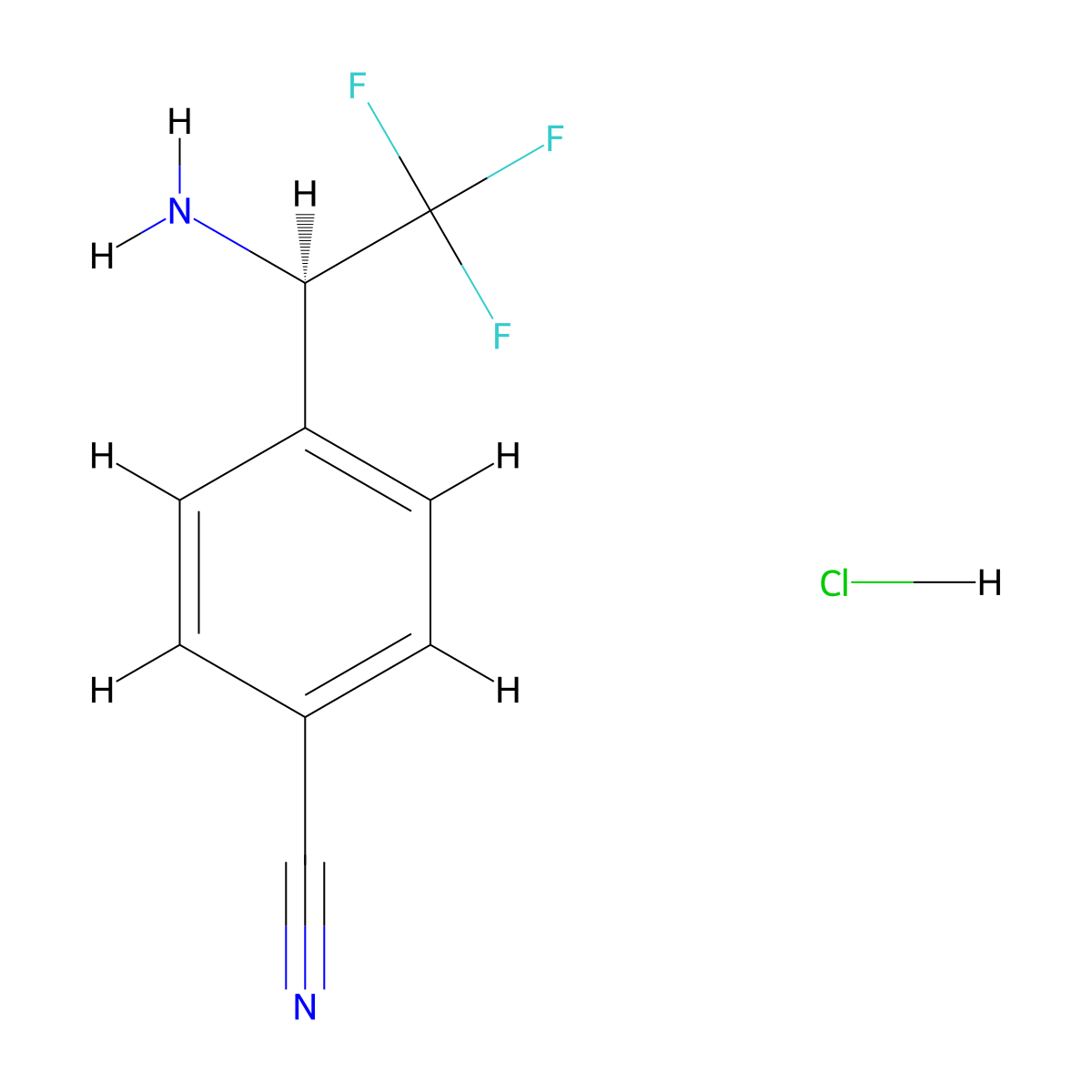 (R)-4-(1-Amino-2,2,2-trifluoroethyl)benzonitrile hcl molecular structure, CAS 2102408-65-9