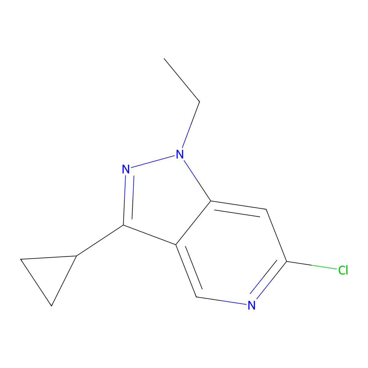 6-chloro-3-cyclopropyl-1-ethyl-1H-pyrazolo[4,3-c]pyridine molecular structure, CAS 2102408-71-7