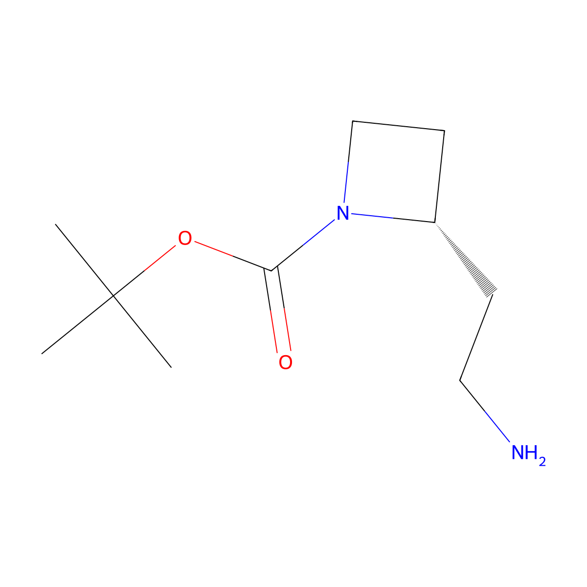 Tert-butyl (S)-2-(2-aminoethyl)azetidine-1-carboxylate molecular structure, CAS 2102408-75-1