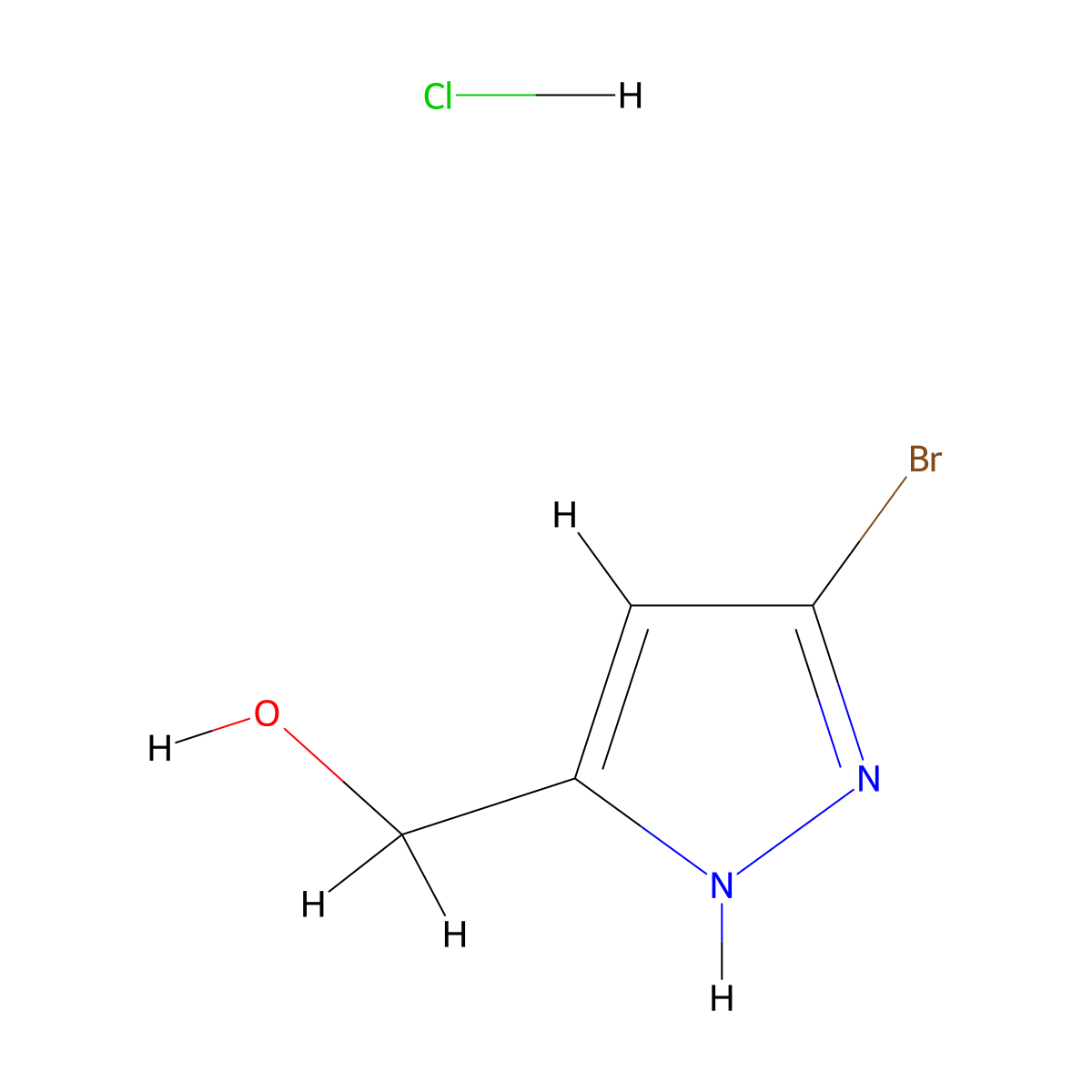 (5-bromo-1H-pyrazol-3-yl)methanol hydrochloride molecular structure, CAS 2102408-79-5