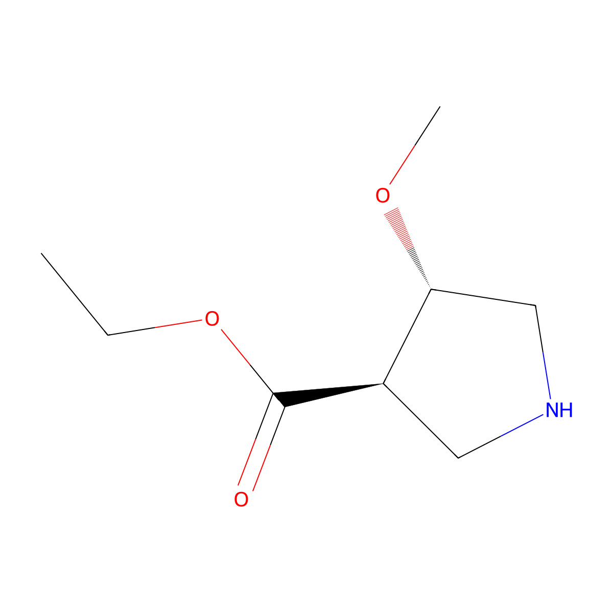 Ethyl trans-4-methoxypyrrolidine-3-carboxylate molecular structure, CAS 2102408-85-3