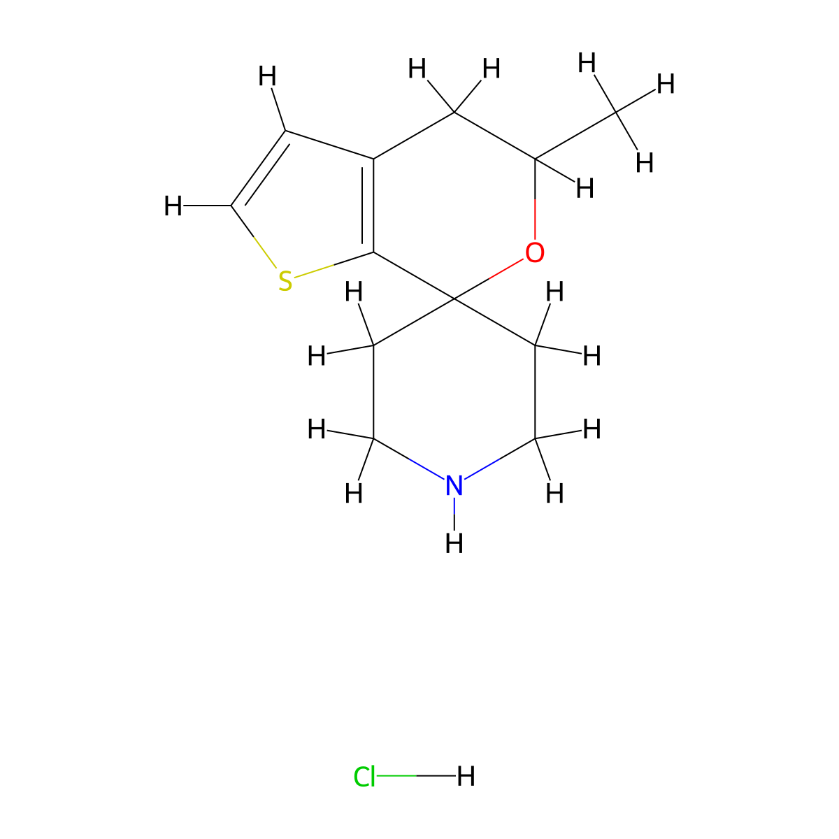 5'-Methyl-4',5'-dihydrospiro[piperidine-4,7'-thieno[2,3-C]pyran] hcl molecular structure, CAS 2102408-94-4