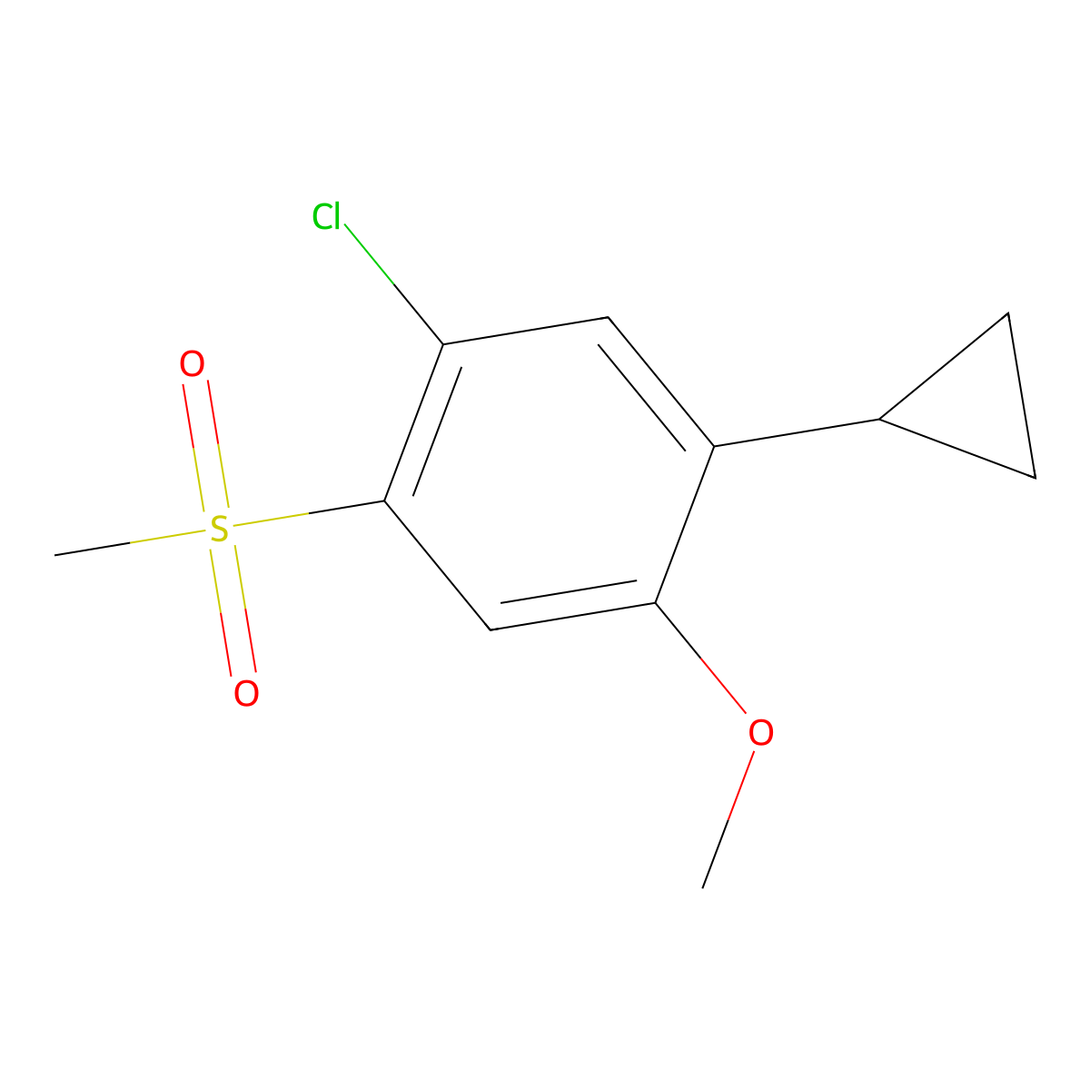 1-Chloro-5-cyclopropyl-4-methoxy-2-(methylsulfonyl)benzene molecular structure, CAS 2102408-99-9