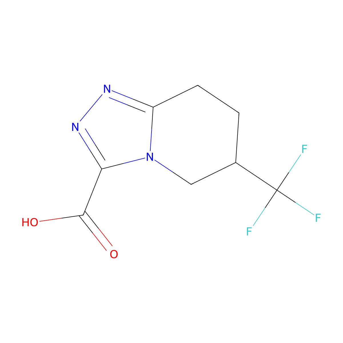 6-(Trifluoromethyl)-5,6,7,8-tetrahydro-[1,2,4]triazolo[4,3-A]pyridine-3-carboxylic acid molecular structure, CAS 2102409-06-1