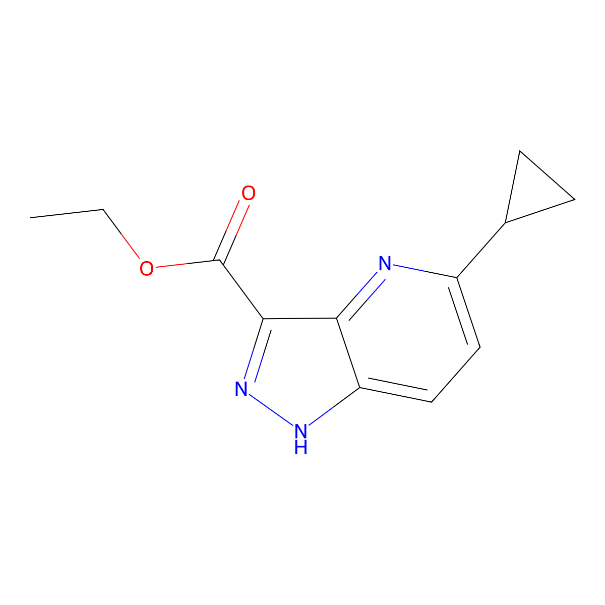 Ethyl 5-cyclopropyl-1H-pyrazolo[4,3-B]pyridine-3-carboxylate molecular structure, CAS 2102409-10-7