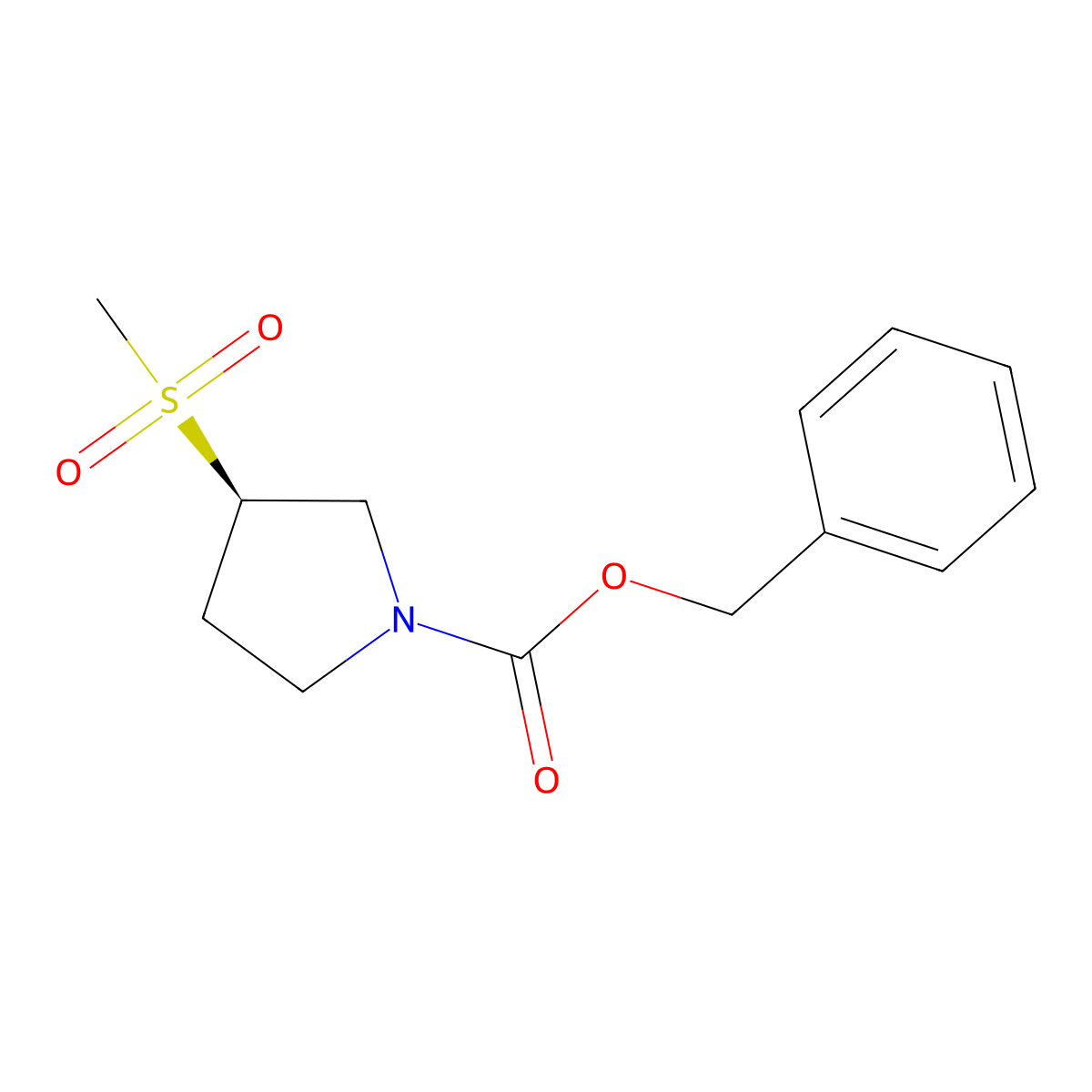 benzyl (3R)-3-methanesulfonylpyrrolidine-1-carboxylate molecular structure, CAS 2102409-37-8