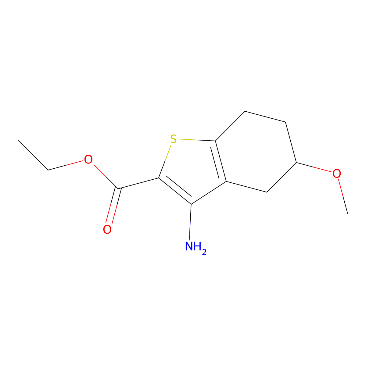 Ethyl 3-amino-5-methoxy-4,5,6,7-tetrahydrobenzo[B]thiophene-2-carboxylate molecular structure, CAS 2102409-42-5
