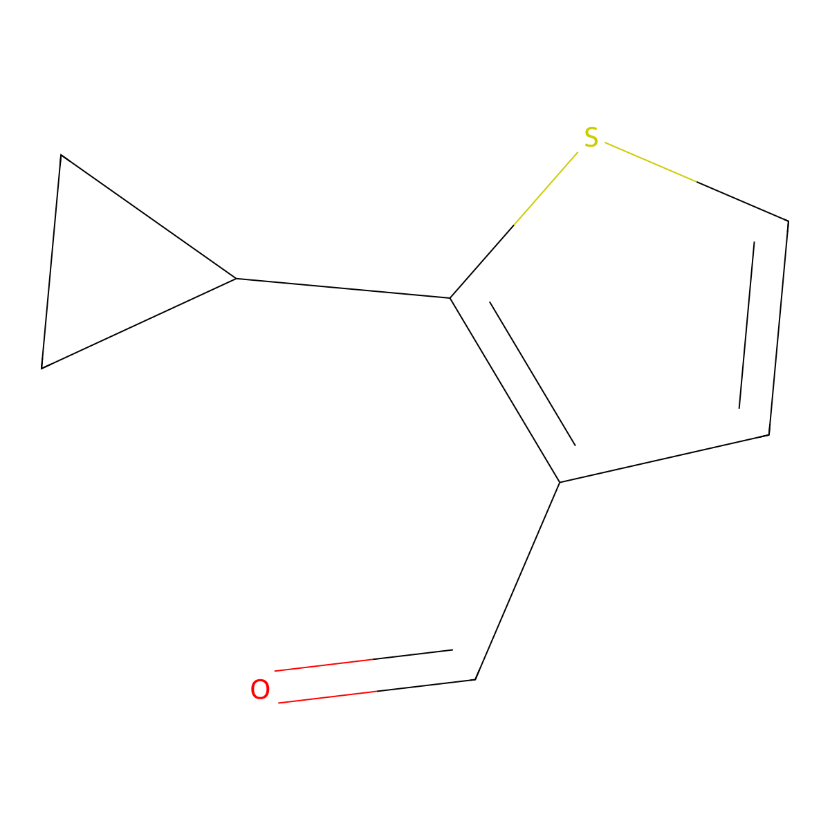 2-Cyclopropylthiophene-3-carbaldehyde molecular structure, CAS 2102409-44-7