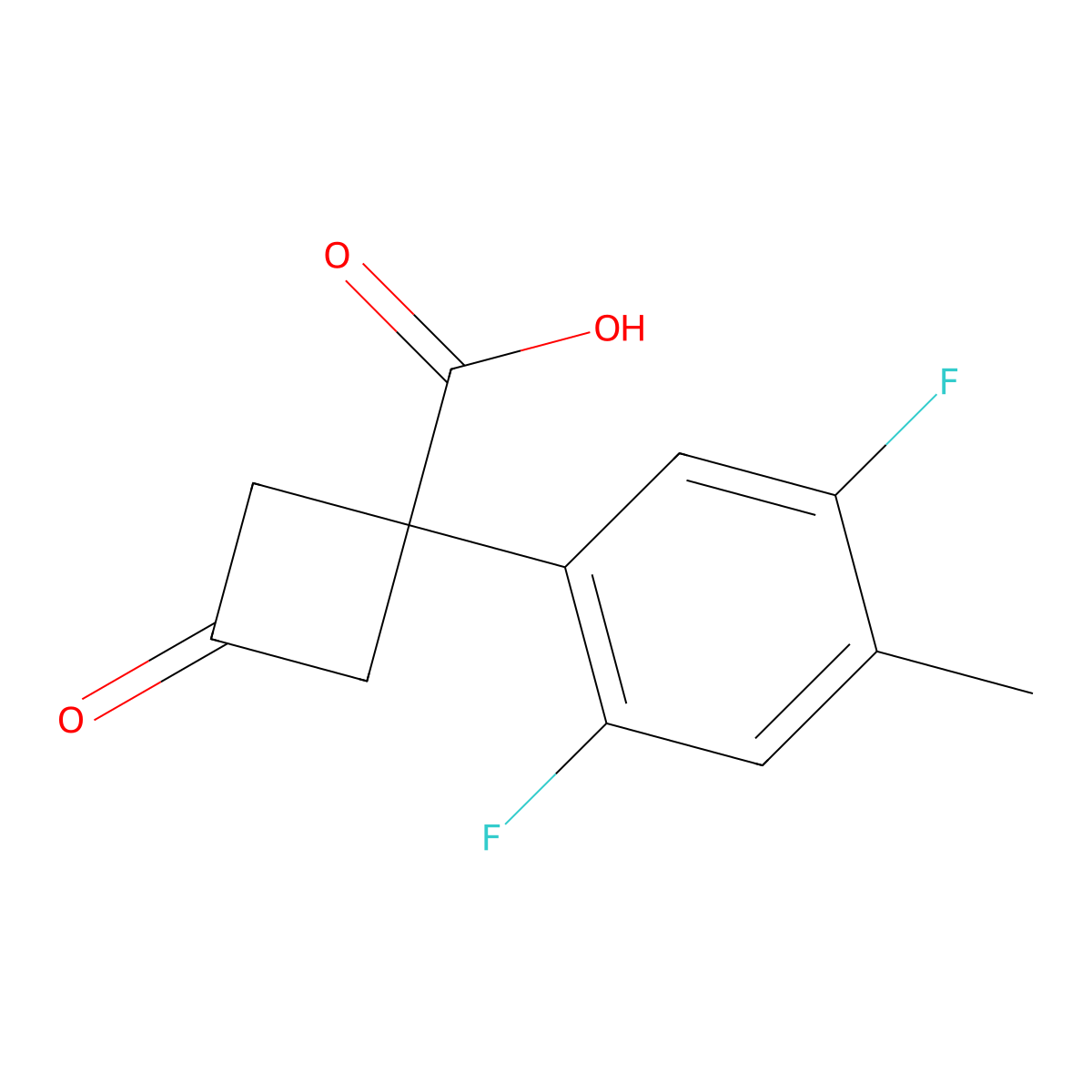 1-(2,5-Difluoro-4-methylphenyl)-3-oxocyclobutane-1-carboxylic acid molecular structure, CAS 2102409-75-4