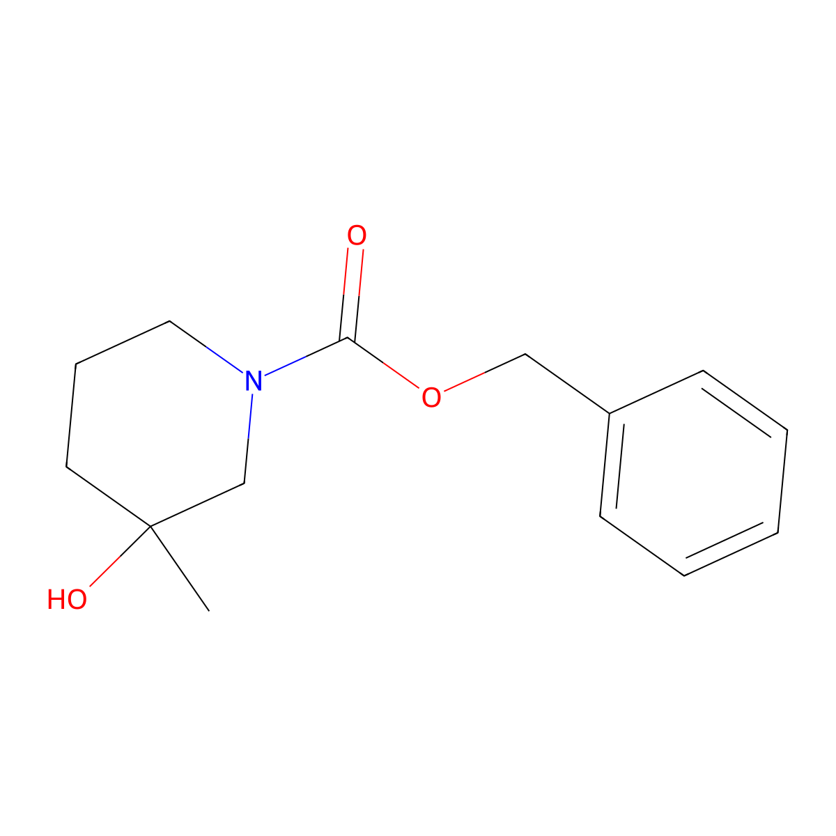 benzyl (3R)-3-hydroxy-3-methylpiperidine-1-carboxylate molecular structure, CAS 2102409-77-6