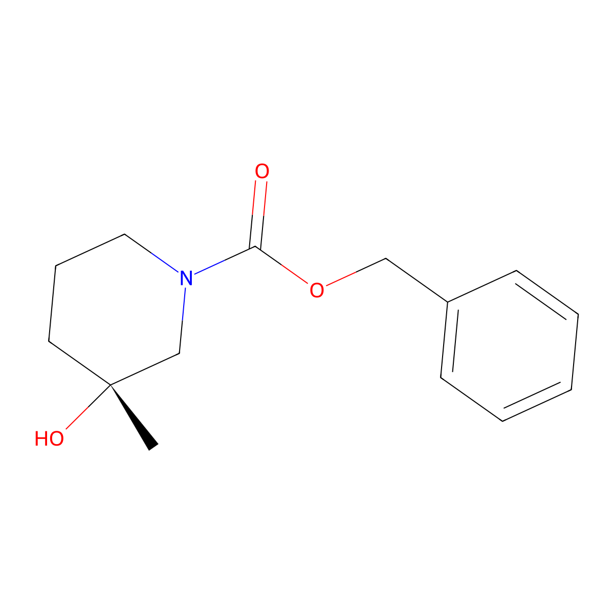 benzyl (3R)-3-hydroxy-3-methylpiperidine-1-carboxylate molecular structure, CAS 2102409-77-6