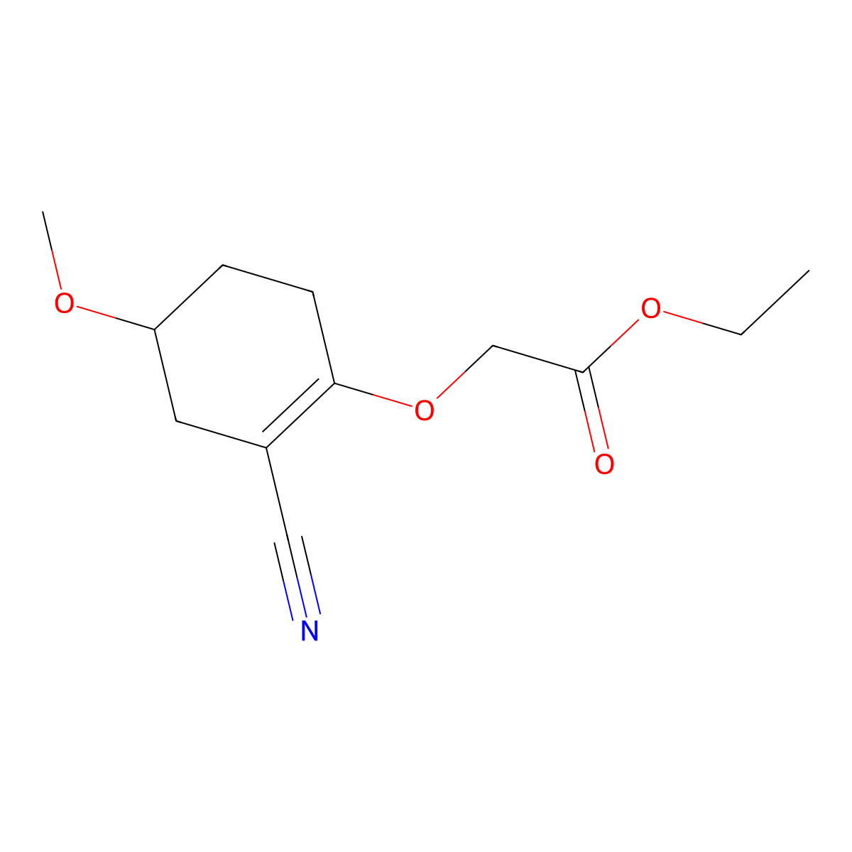 Ethyl 2-((2-cyano-4-methoxycyclohex-1-EN-1-YL)oxy)acetate molecular structure, CAS 2102409-82-3