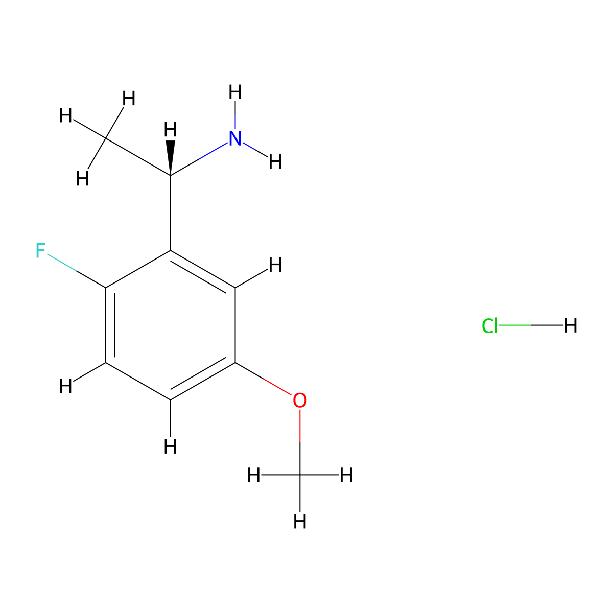 (S)-1-(2-fluoro-5-methoxyphenyl)ethan-1-amine hydrochloride molecular structure, CAS 2102409-92-5