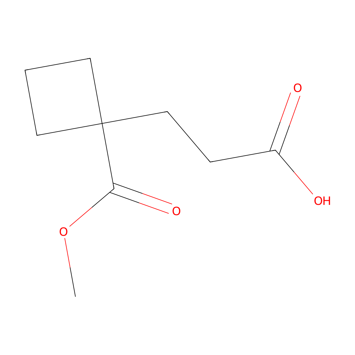 3-(1-(Methoxycarbonyl)cyclobutyl)propanoic acid molecular structure, CAS 2102410-01-3