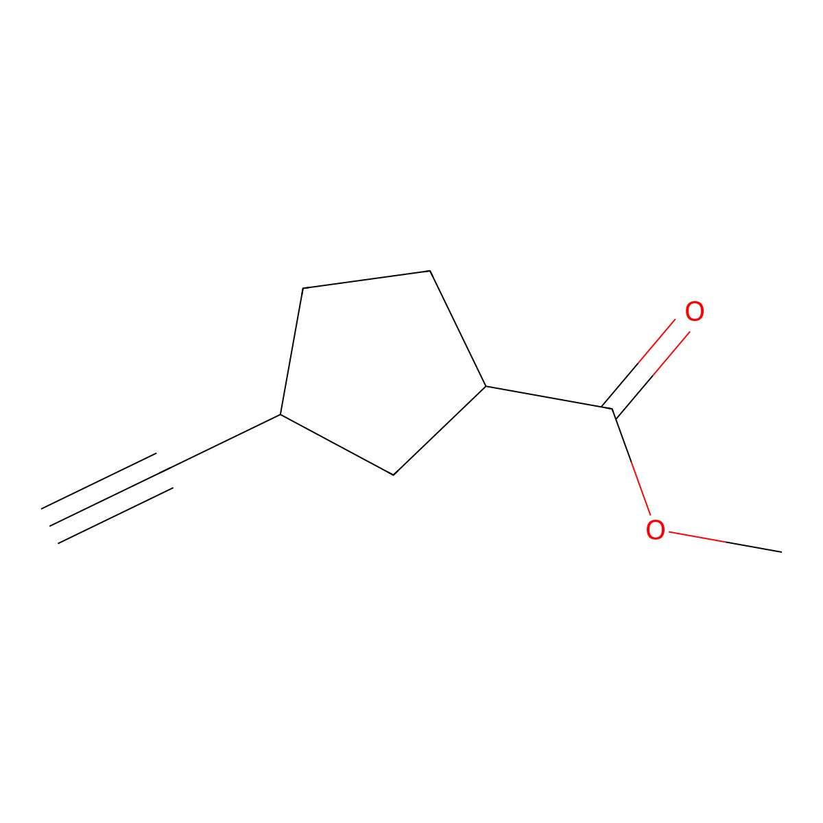 Methyl 3-ethynylcyclopentane-1-carboxylate molecular structure, CAS 2102410-05-7