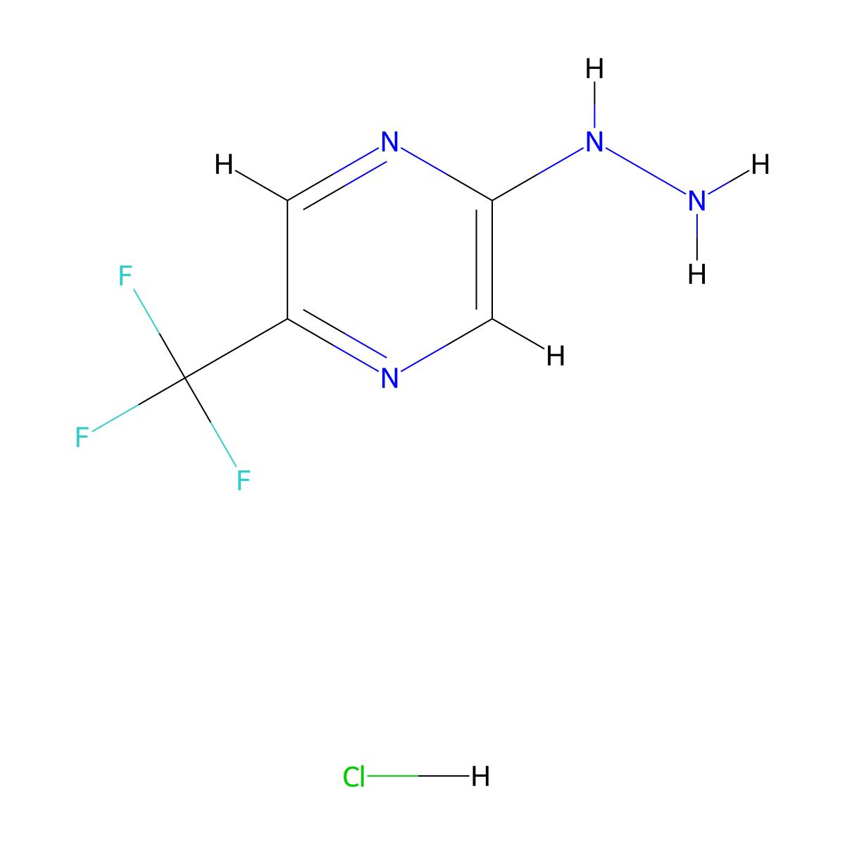 2-Hydrazinyl-5-(trifluoromethyl)pyrazine hcl molecular structure, CAS 2102410-07-9