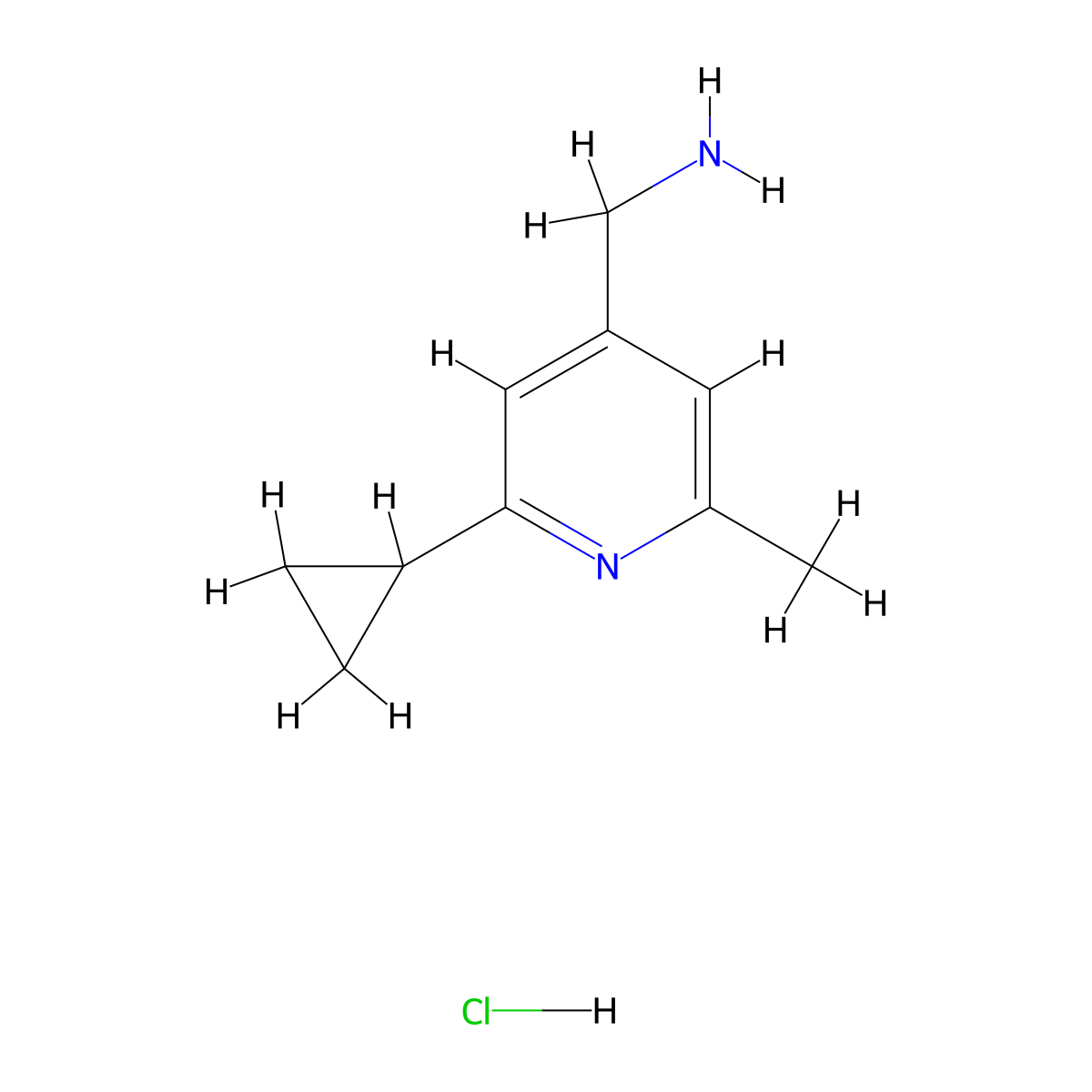 (2-Cyclopropyl-6-methylpyridin-4-YL)methanamine hcl molecular structure, CAS 2102410-10-4