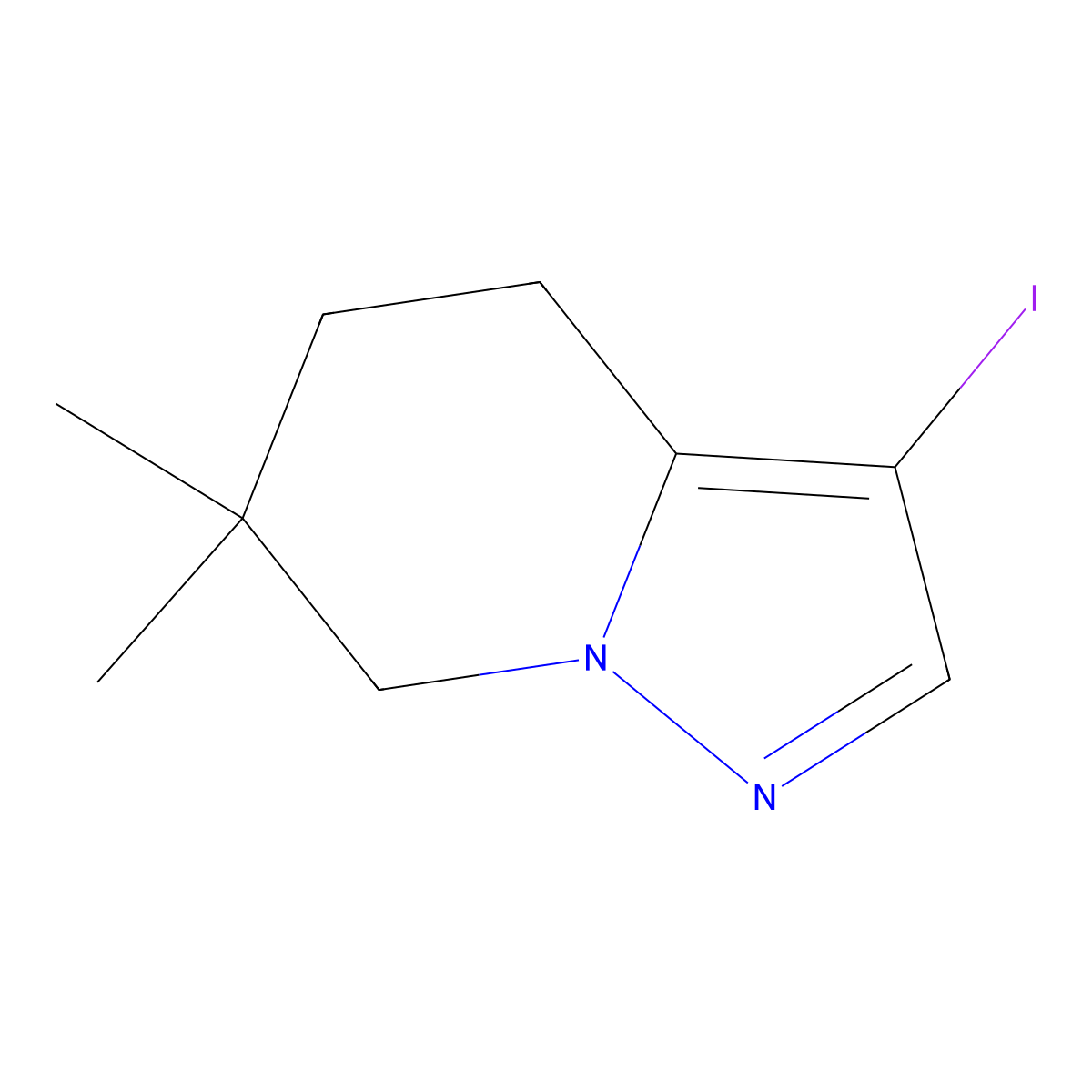 3-Iodo-6,6-dimethyl-4,5,6,7-tetrahydropyrazolo[1,5-A]pyridine molecular structure, CAS 2102410-15-9