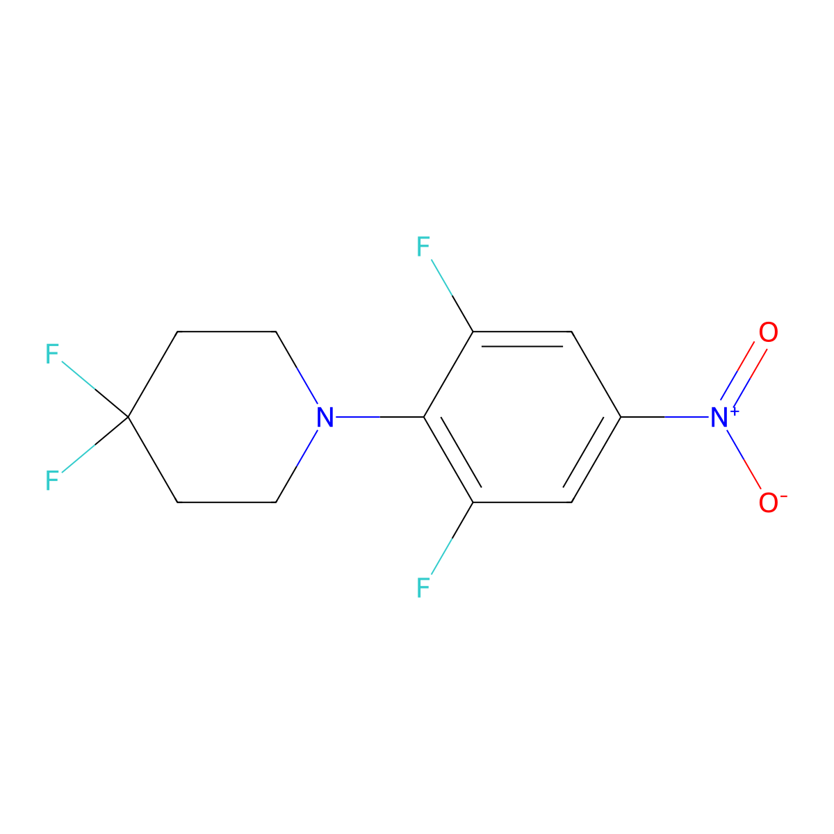 1-(2,6-Difluoro-4-nitrophenyl)-4,4-difluoropiperidine molecular structure, CAS 2102410-23-9