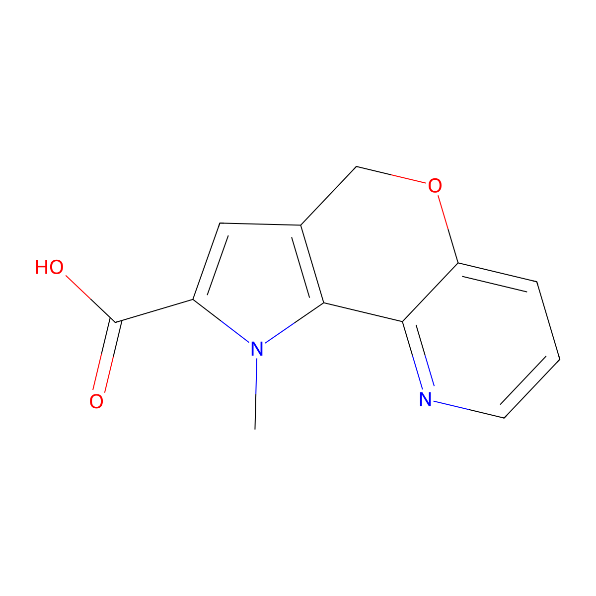 1-Methyl-1,4-dihydropyrrolo[2',3',4,5]pyrano[3,2-b]pyridine-2-carboxylic acid molecular structure, CAS 2102410-26-2