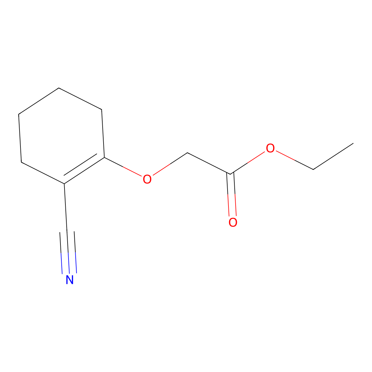 Ethyl 2-((2-cyanocyclohex-1-EN-1-YL)oxy)acetate molecular structure, CAS 2102410-30-8