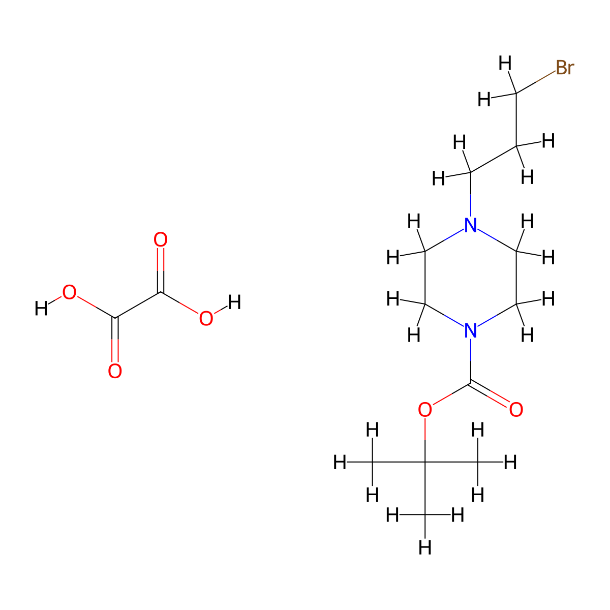 Tert-butyl 4-(3-bromopropyl)piperazine-1-carboxylate oxalate molecular structure, CAS 2102410-31-9