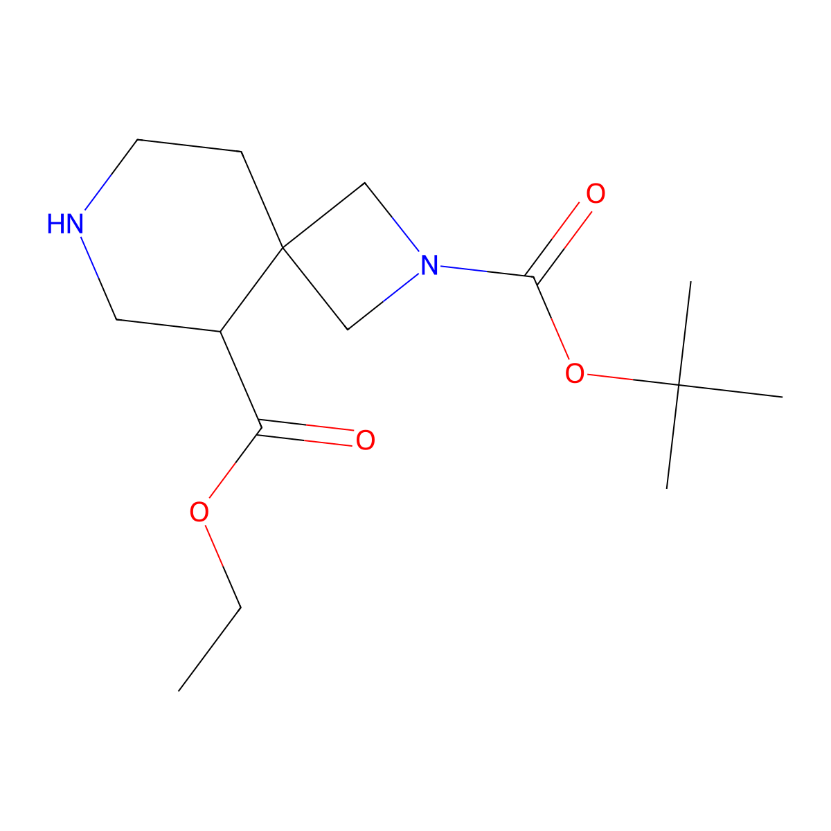 2-(tert-Butyl) 5-ethyl 2,7-diazaspiro[3.5]nonane-2,5-dicarboxylate molecular structure, CAS 2102410-34-2