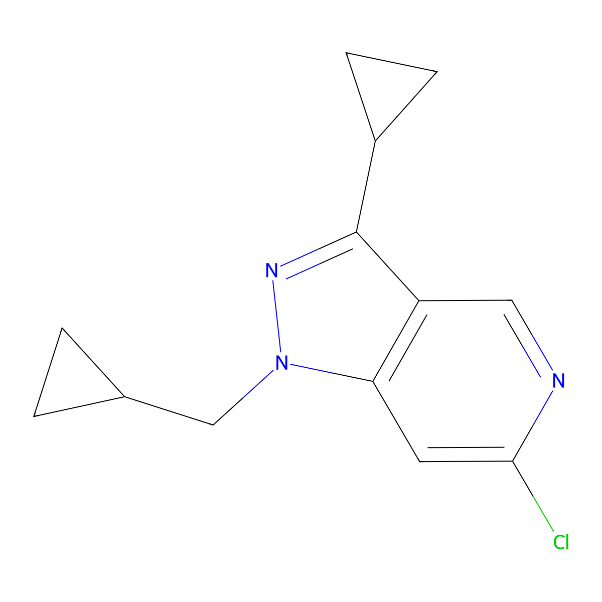 6-chloro-3-cyclopropyl-1-(cyclopropylmethyl)-1H-pyrazolo[4,3-c]pyridine molecular structure, CAS 2102410-35-3