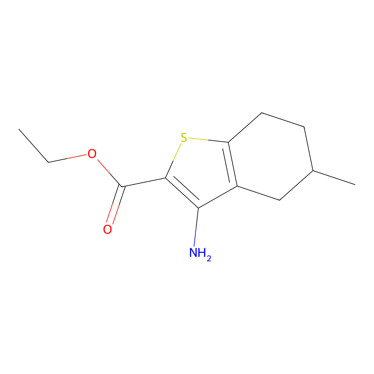 Ethyl 3-amino-5-methyl-4,5,6,7-tetrahydrobenzo[B]thiophene-2-carboxylate molecular structure, CAS 2102410-36-4
