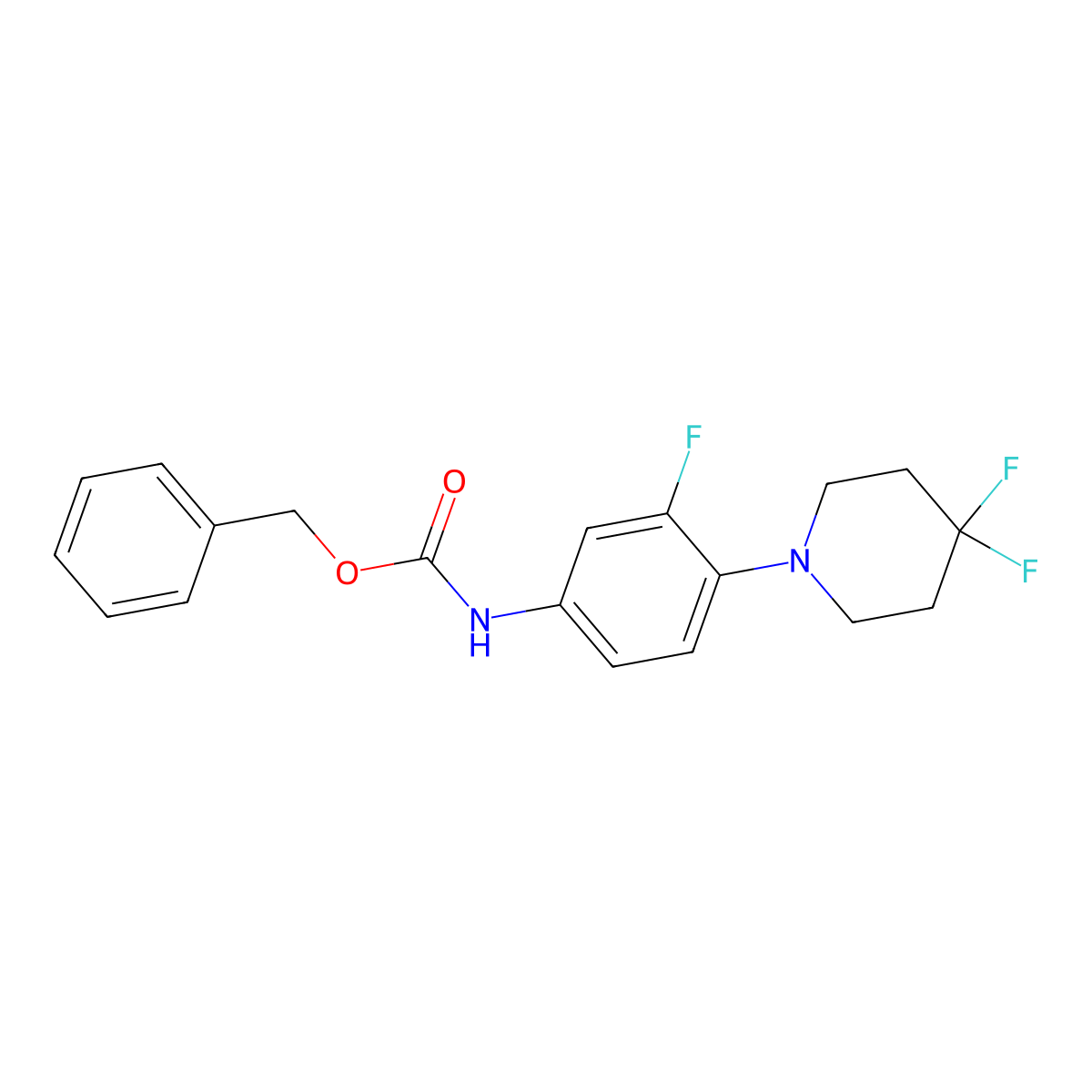Benzyl (4-(4,4-difluoropiperidin-1-yl)-3-fluorophenyl)carbamate molecular structure, CAS 2102410-40-0