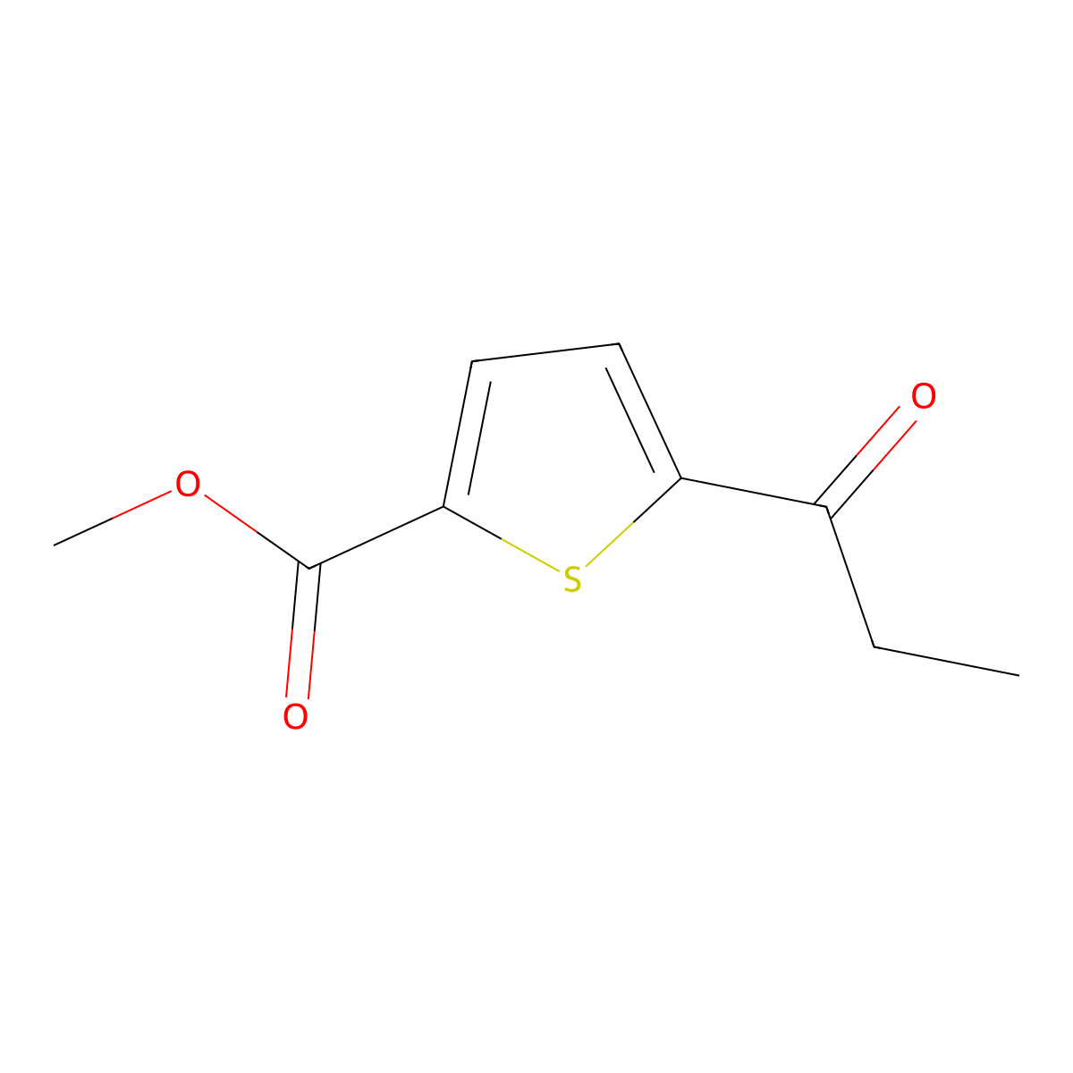 2-Thiophenecarboxylic acid, 5-(1-oxopropyl)-, methyl ester molecular structure, CAS 2102410-41-1