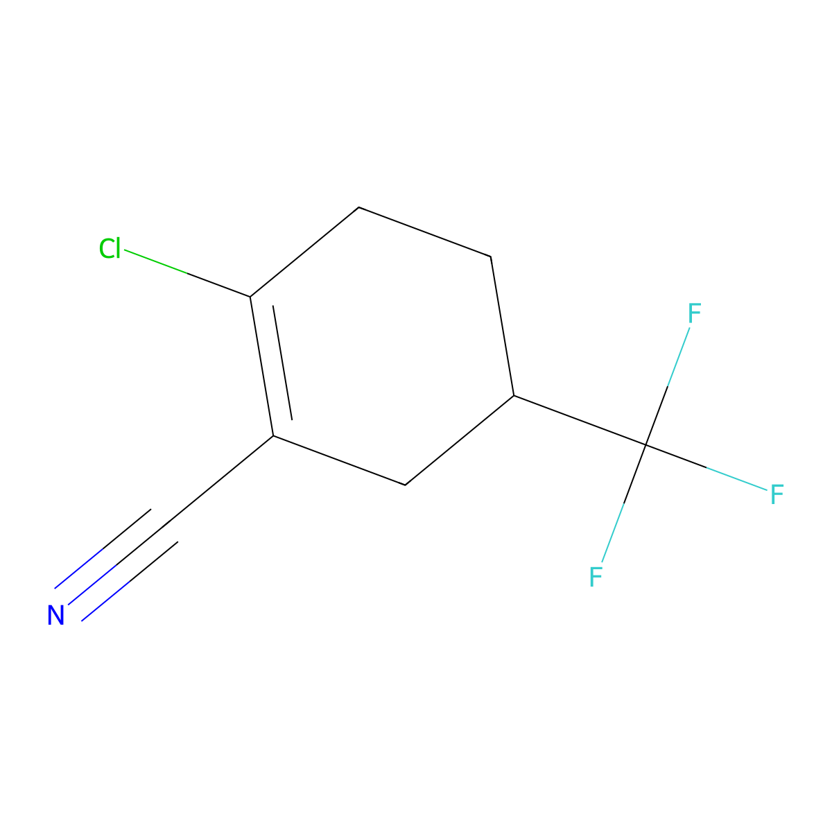 2-Chloro-5-(trifluoromethyl)cyclohex-1-ene-1-carbonitrile molecular structure, CAS 2102410-42-2