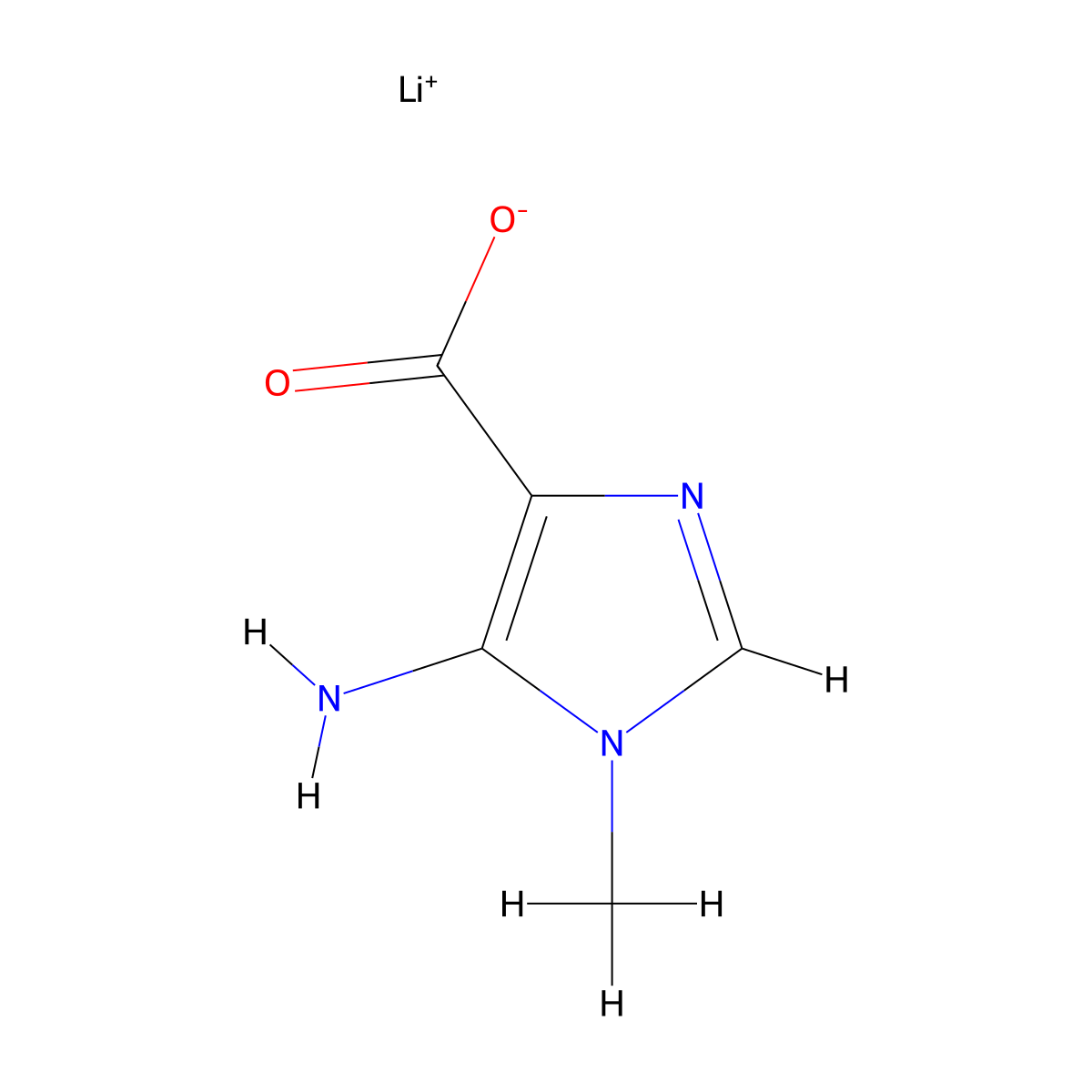 Lithium 5-amino-1-methyl-1H-imidazole-4-carboxylate molecular structure, CAS 2102410-44-4