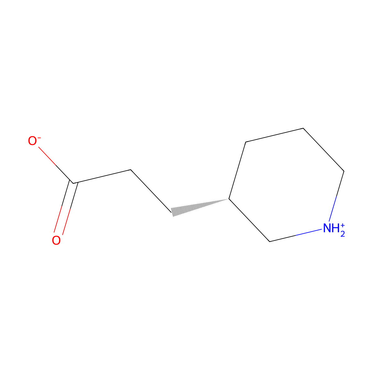 3-[(3S)-3-piperidyl]propanoic acid molecular structure, CAS 2102410-48-8