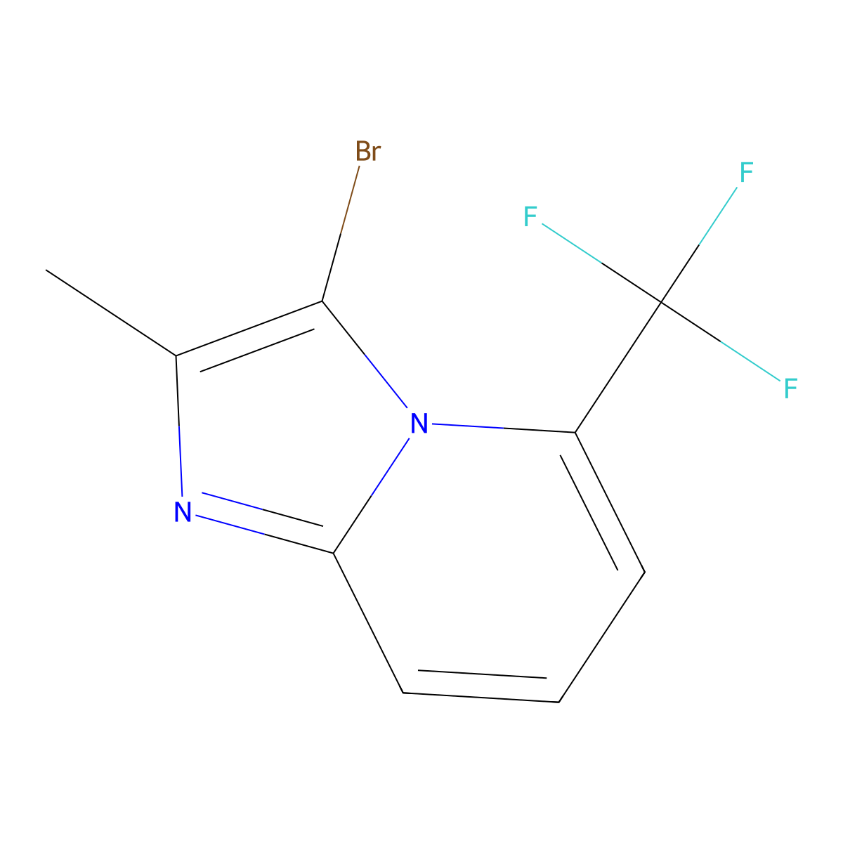 3-Bromo-2-methyl-5-(trifluoromethyl)imidazo[1,2-a]pyridine molecular structure, CAS 2102410-55-7