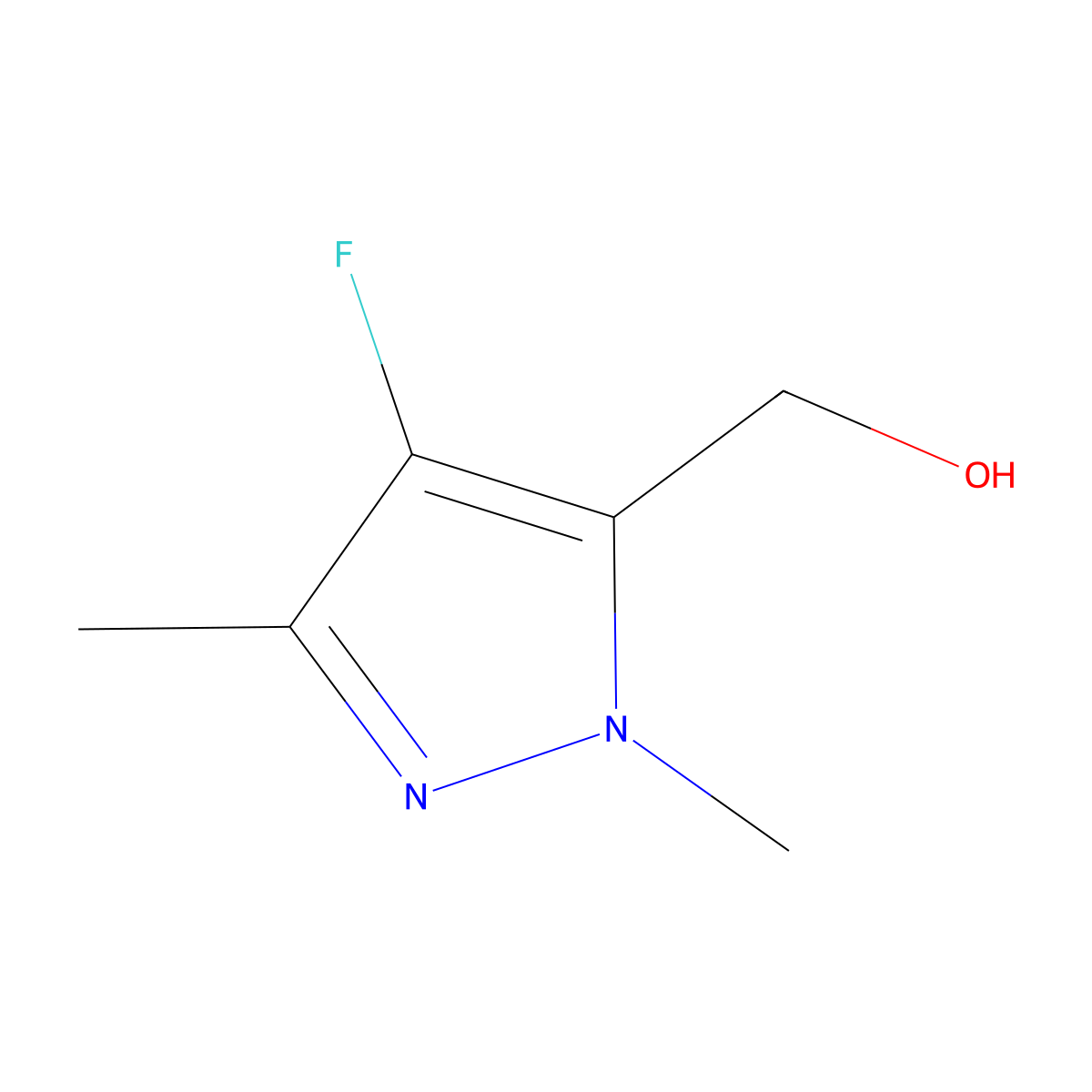 (4-fluoro-1,3-dimethyl-1H-pyrazol-5-yl)methanol molecular structure, CAS 2102410-58-0