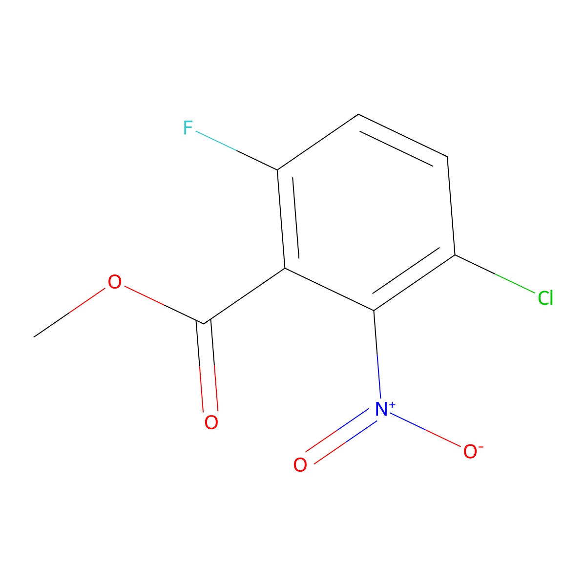 Methyl 3-chloro-6-fluoro-2-nitrobenzoate molecular structure, CAS 2102410-62-6