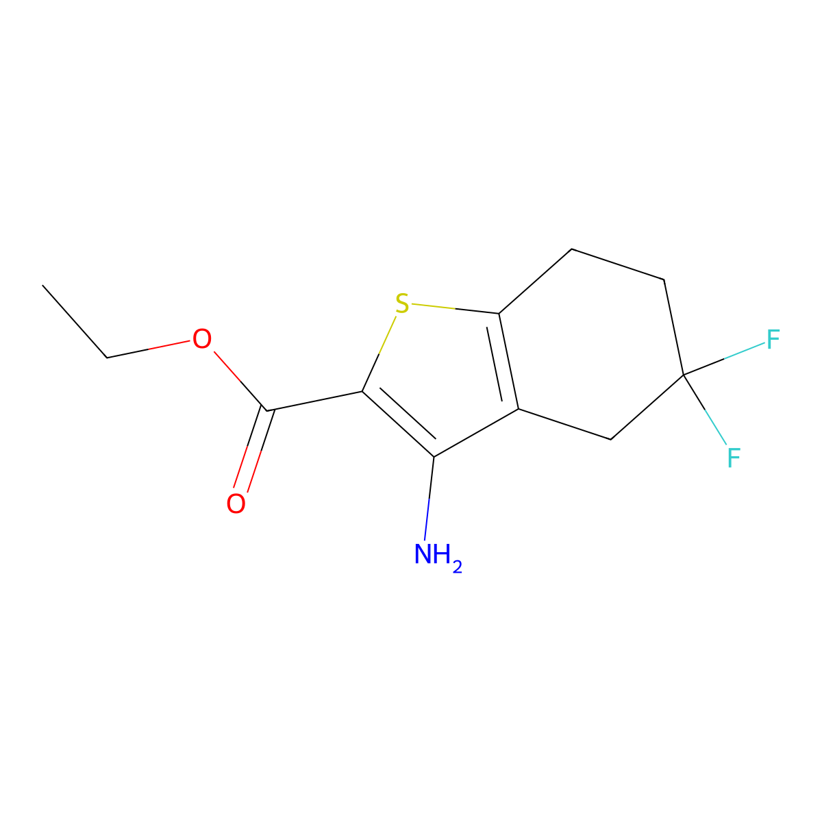 Ethyl 3-amino-5,5-difluoro-4,5,6,7-tetrahydrobenzo[B]thiophene-2-carboxylate molecular structure, CAS 2102410-69-3