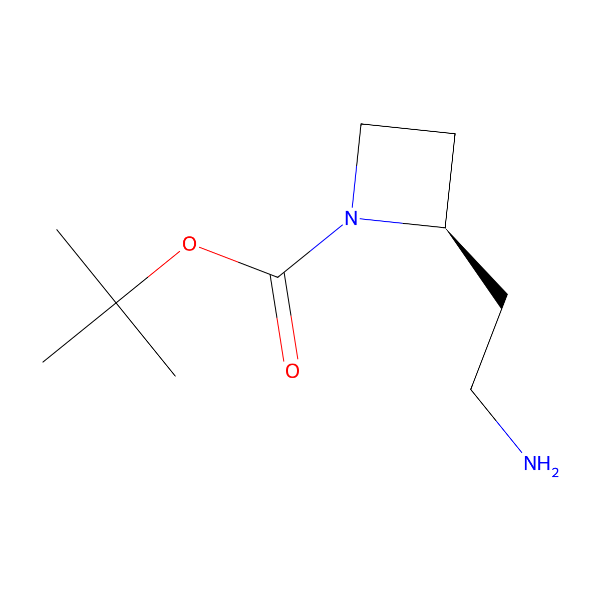 Tert-butyl (R)-2-(2-aminoethyl)azetidine-1-carboxylate molecular structure, CAS 2102410-79-5