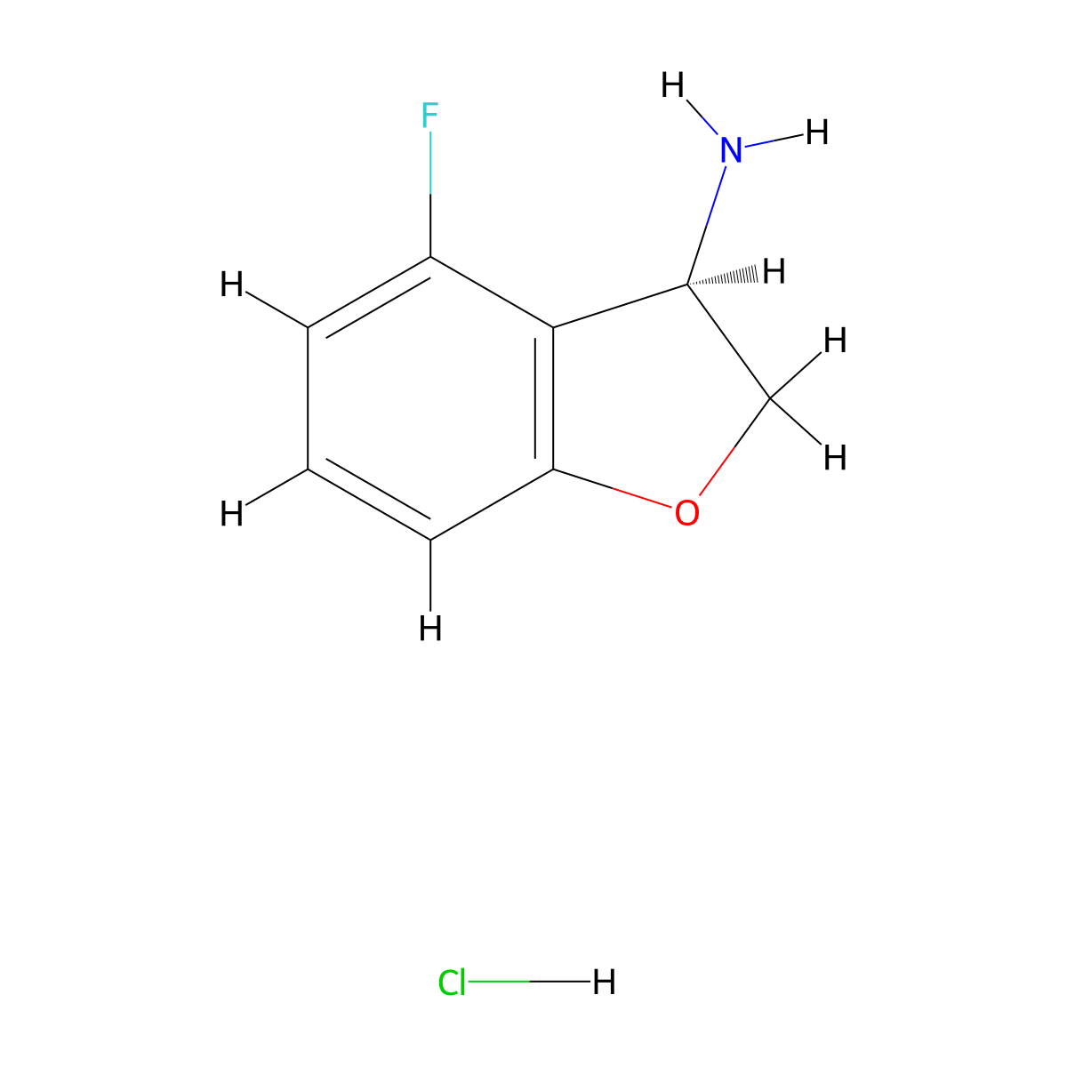 (3R)-4-Fluoro-2,3-dihydrobenzo[B]furan-3-ylamine hydrochloride molecular structure, CAS 2102410-88-6
