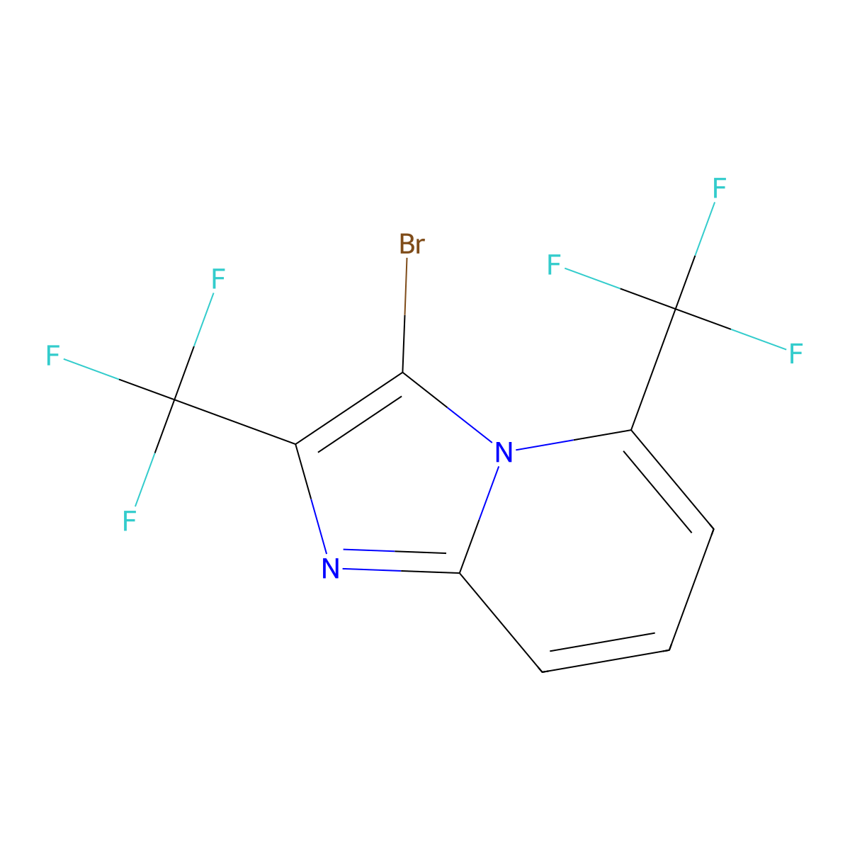 3-Bromo-2,5-bis(trifluoromethyl)imidazo[1,2-a]pyridine molecular structure, CAS 2102410-94-4