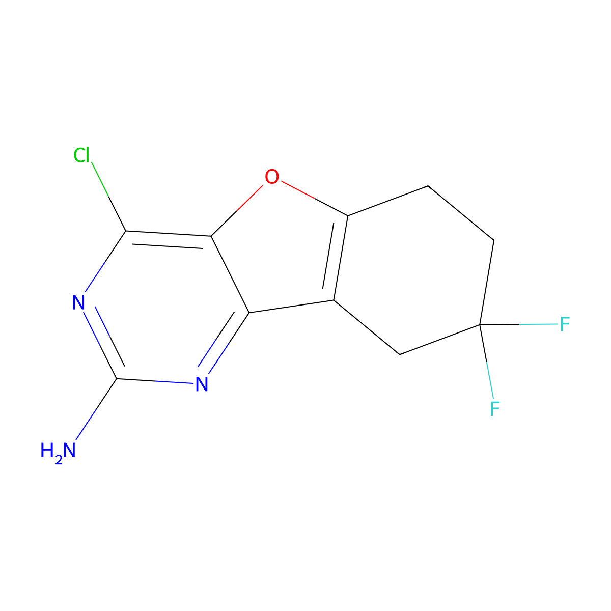 4-Chloro-8,8-difluoro-6,7,8,9-tetrahydrobenzofuro[3,2-D]pyrimidin-2-amine molecular structure, CAS 2102411-00-5