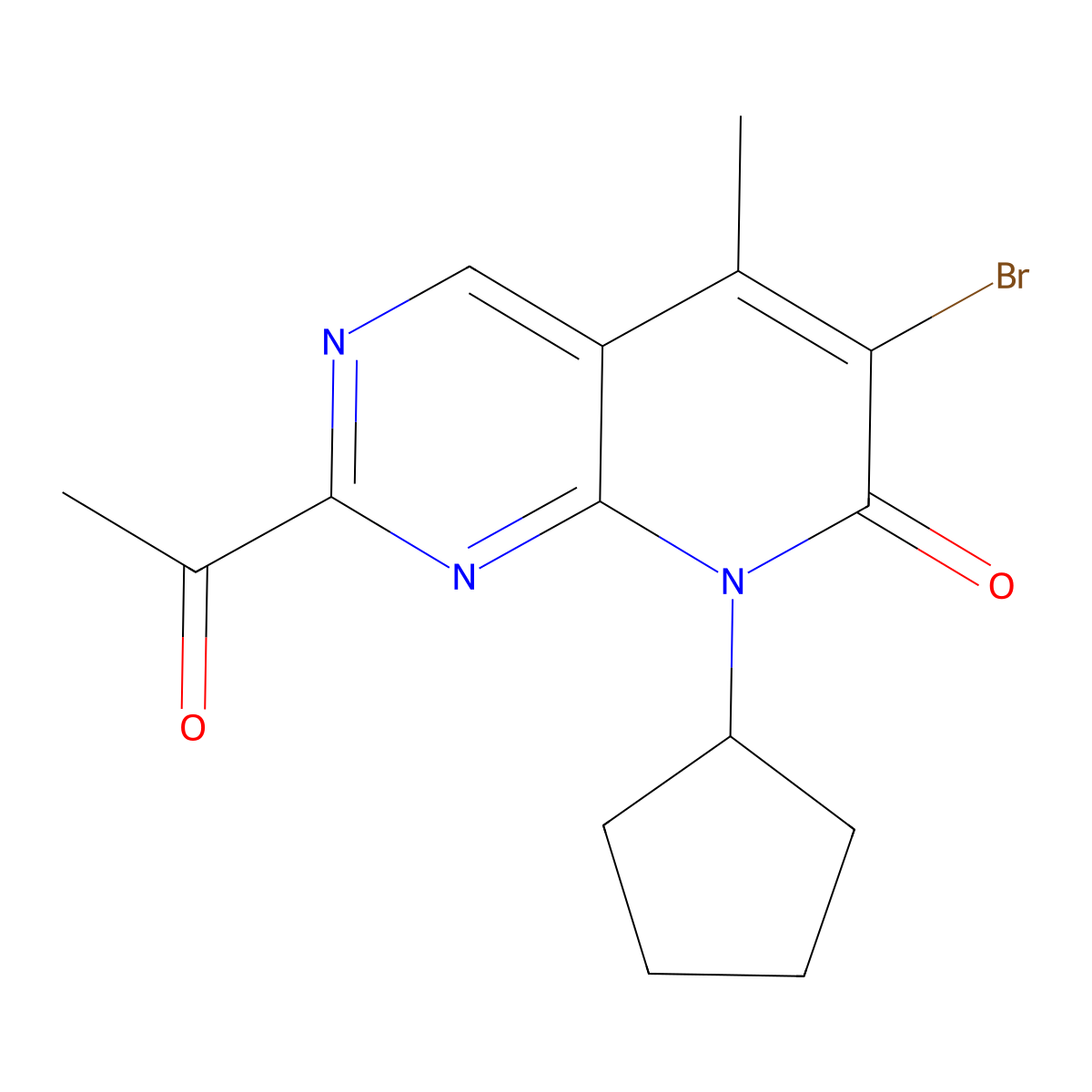 2-Acetyl-6-bromo-8-cyclopentyl-5-methylpyrido[2,3-d]pyrimidin-7(8h)-one molecular structure, CAS 2102411-08-3