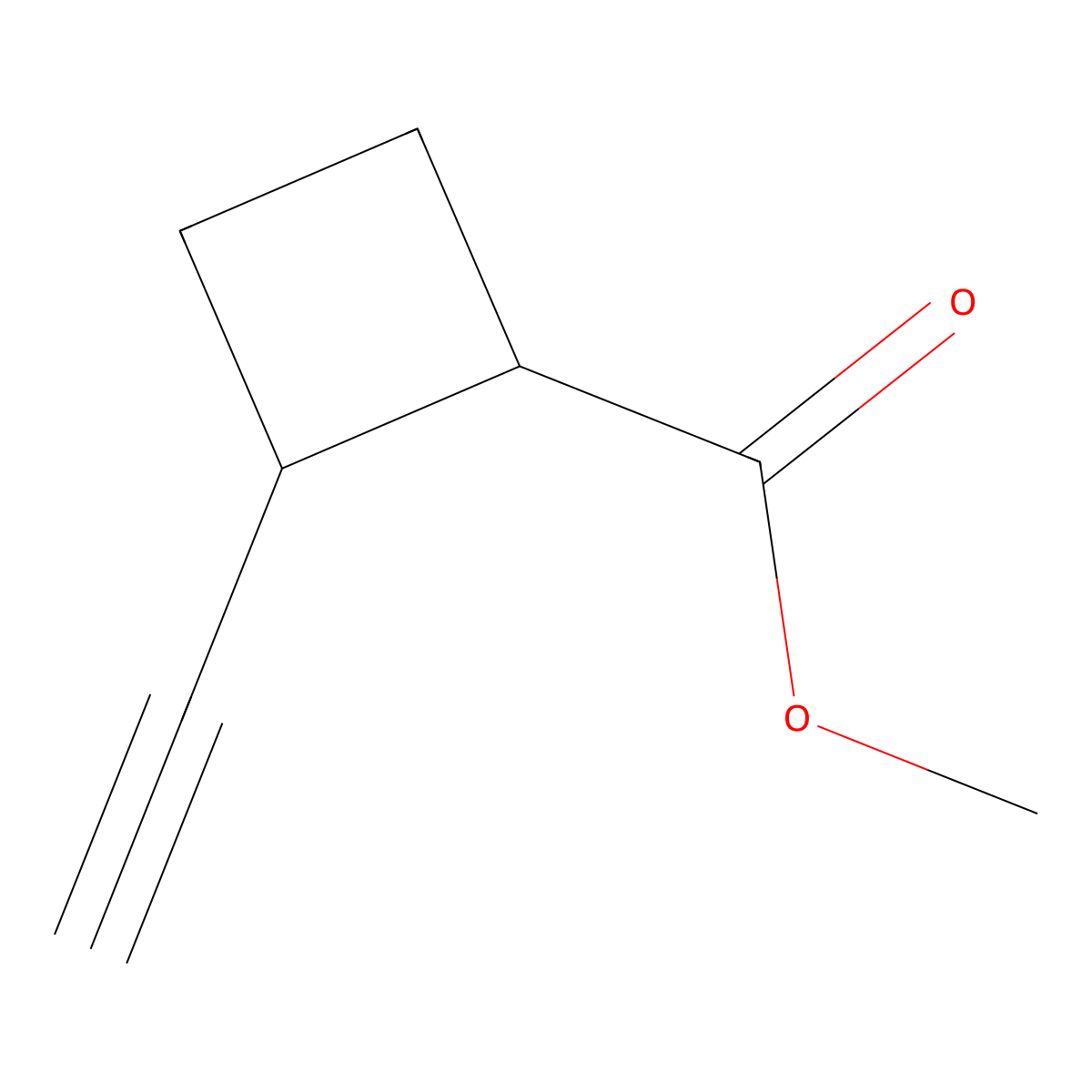 Methyl 2-ethynylcyclobutane-1-carboxylate molecular structure, CAS 2102411-13-0