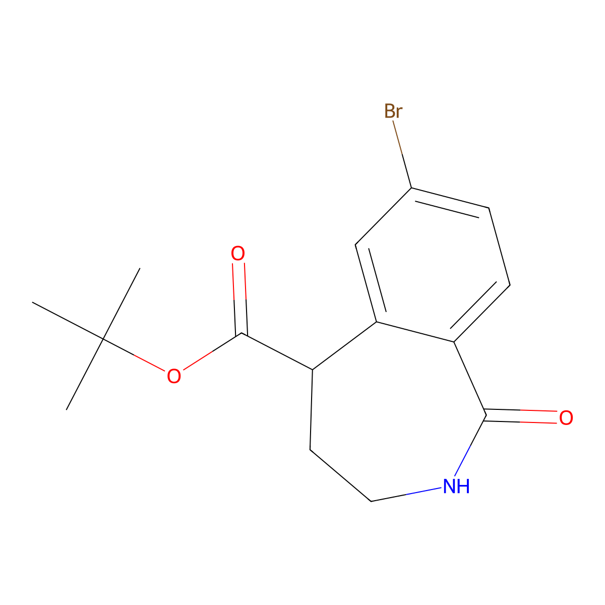 tert-butyl 7-bromo-1-oxo-2,3,4,5-tetrahydro-1H-benzo[c]azepine-5-carboxylate molecular structure, CAS 2102411-23-2
