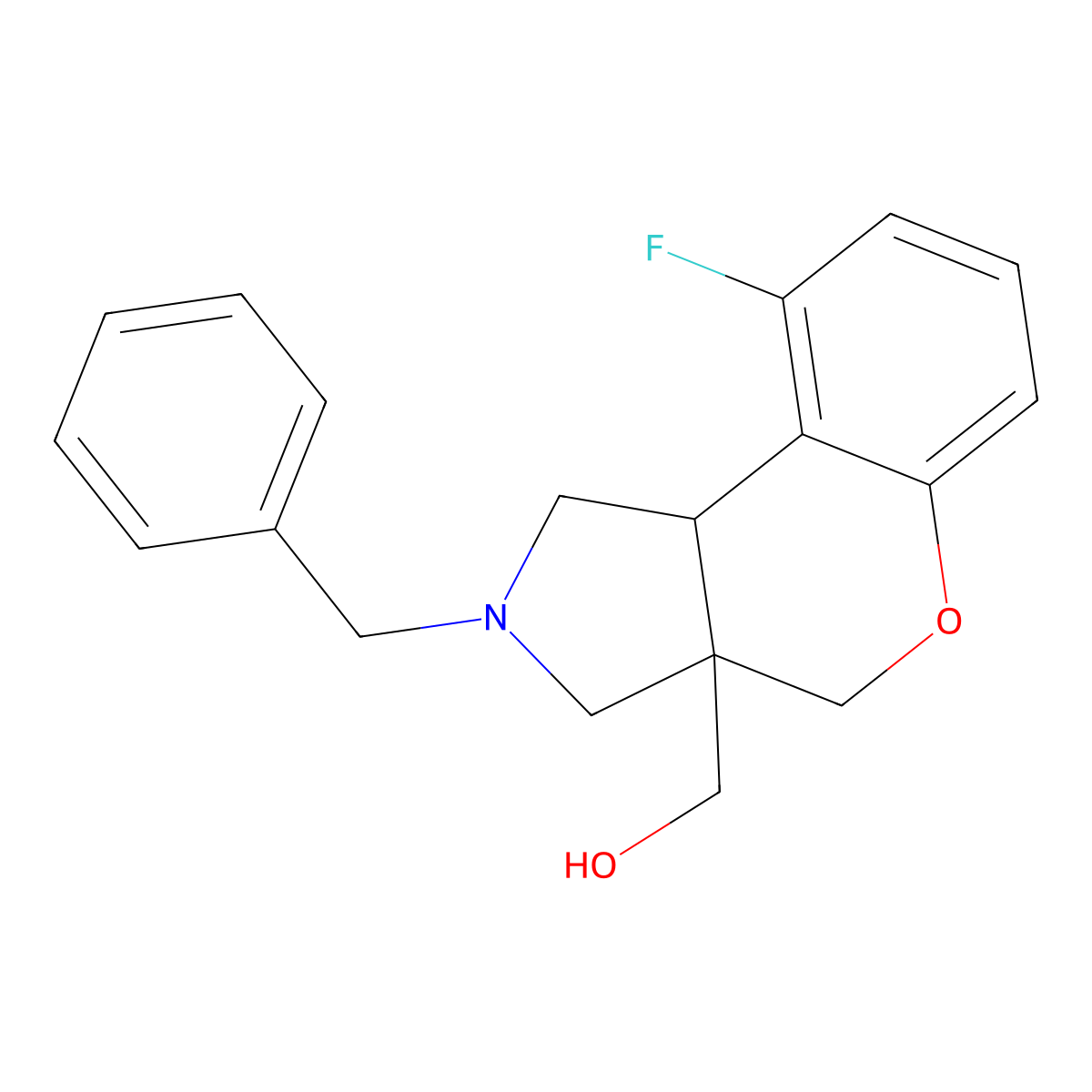 (2-Benzyl-9-fluoro-1,2,3,3a,4,9b-hexahydrochromeno[3,4-c]pyrrol-3a-yl)methanol molecular structure, CAS 2102411-27-6