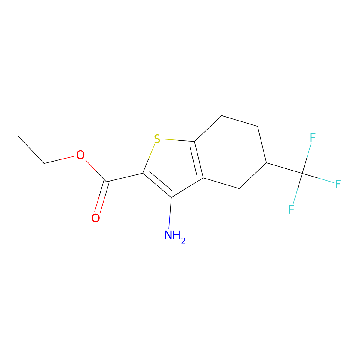 Ethyl 3-amino-5-(trifluoromethyl)-4,5,6,7-tetrahydrobenzo[B]thiophene-2-carboxylate molecular structure, CAS 2102411-29-8